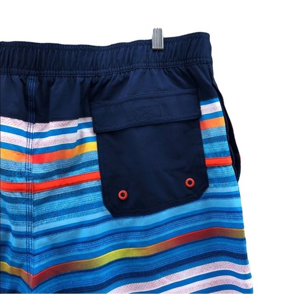 SPEEDO Mens Blue Orange Stripe Swim Trunks With Mesh Lining Sz XXL / 2XL NWT - Picture 8 of 9